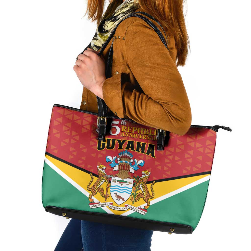 Guyana 55th Republic Anniversary Leather Tote Bag Flag Style