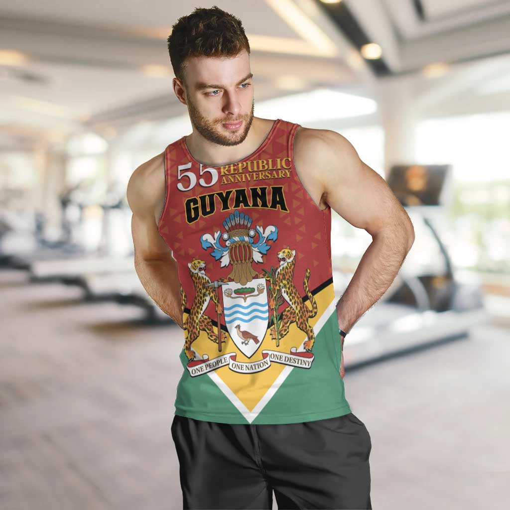 Personalized Guyana 55th Republic Anniversary Men Tank Top Flag Style