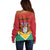 Personalized Guyana 55th Republic Anniversary Off Shoulder Sweater Flag Style