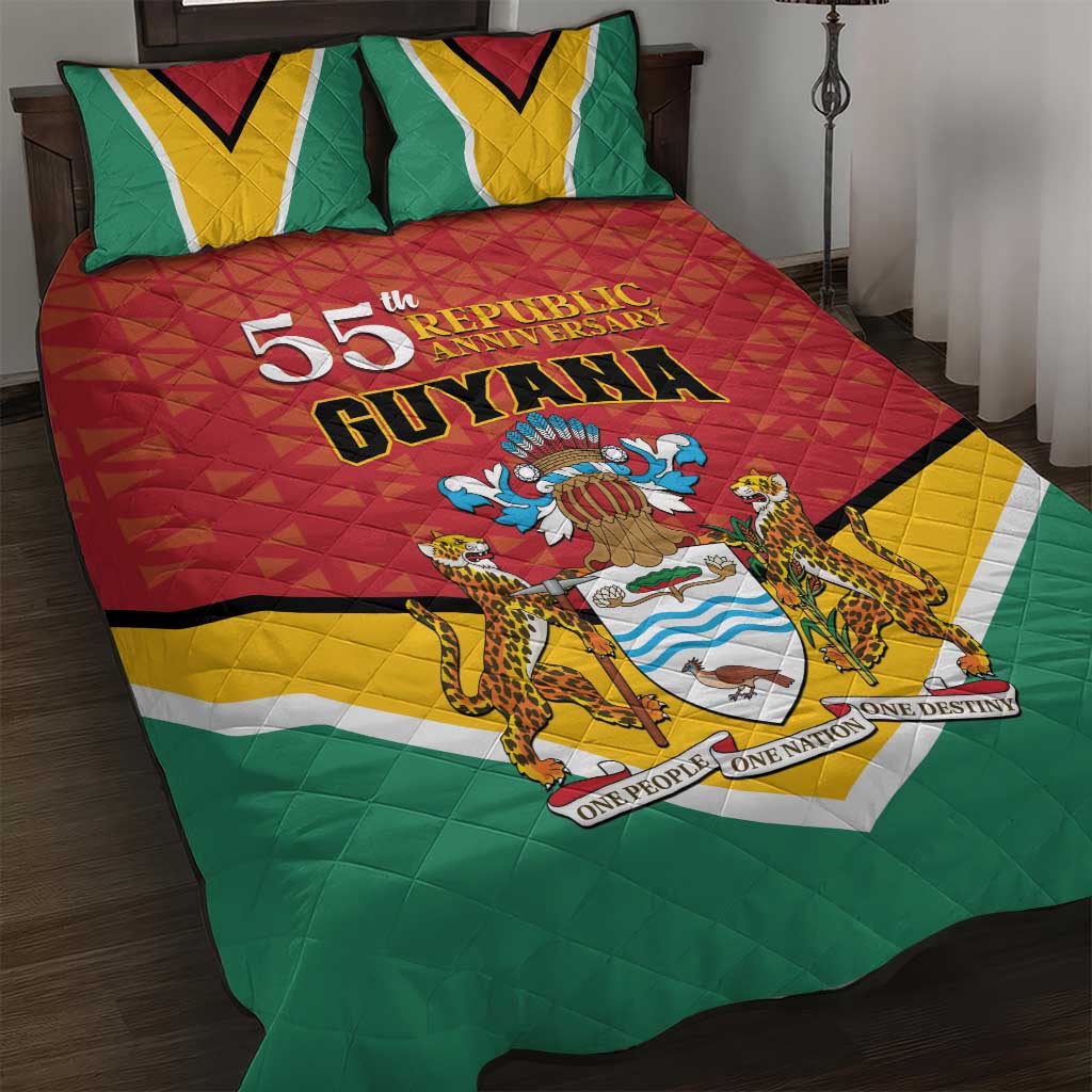 Guyana 55th Republic Anniversary Quilt Bed Set Flag Style - Wonder Print Shop