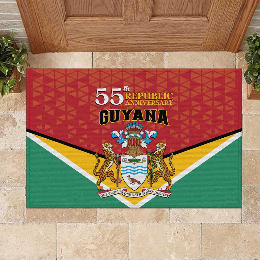 Guyana 55th Republic Anniversary Rubber Doormat Flag Style - Wonder Print Shop