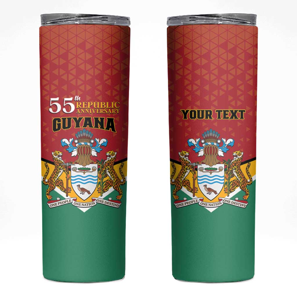 Personalized Guyana 55th Republic Anniversary Skinny Tumbler Flag Style - Wonder Print Shop