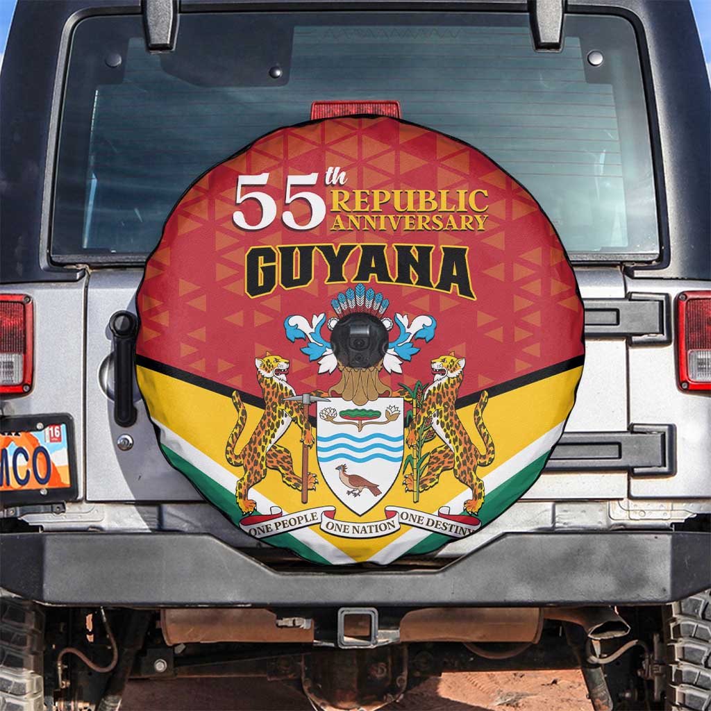 Guyana 55th Republic Anniversary Spare Tire Cover Flag Style - Wonder Print Shop