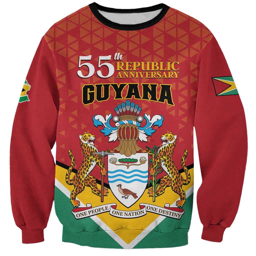 Personalized Guyana 55th Republic Anniversary Sweatshirt Flag Style - Wonder Print Shop