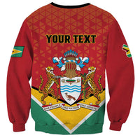Red unisex sweatshirt with Guyana crest and 'YOUR TEXT' on back