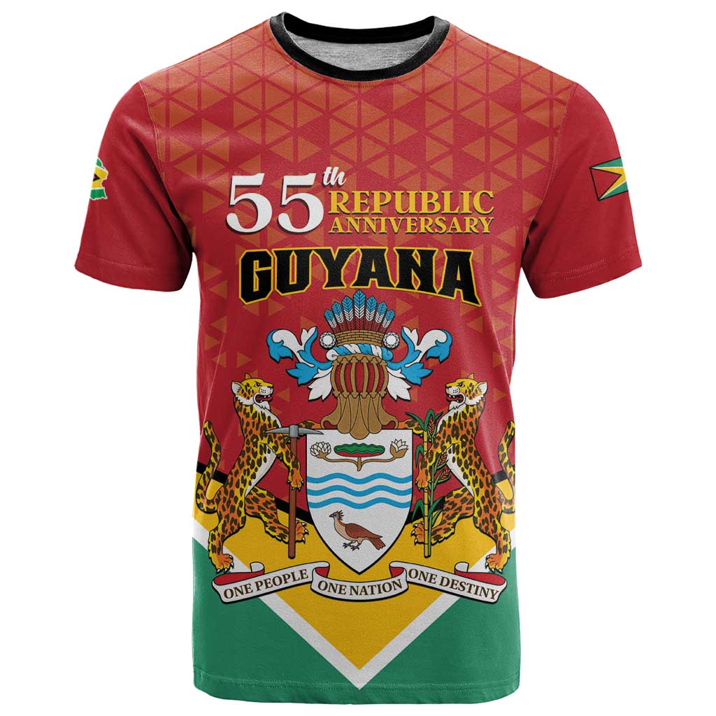 Personalized Guyana 55th Republic Anniversary T Shirt Flag Style - Wonder Print Shop