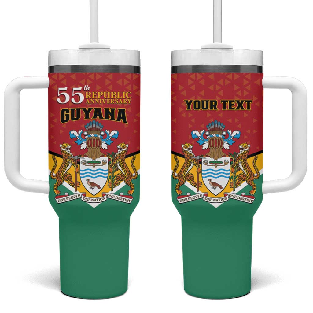 Personalized Guyana 55th Republic Anniversary Tumbler With Handle Flag Style - Wonder Print Shop