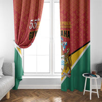Guyana Republic anniversary curtain panel, red upper section and green lower section with emblem