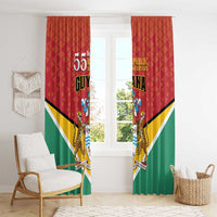 Guyana Republic anniversary flag curtain panel, red patterned top and green bottom hem
