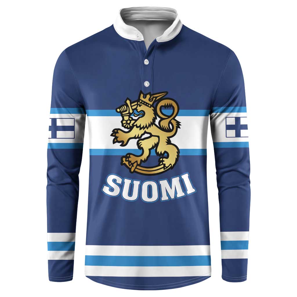 Custom Hockey 2026 Finland Button Sweatshirt Finnish Leijonat Champions - Wonder Print Shop