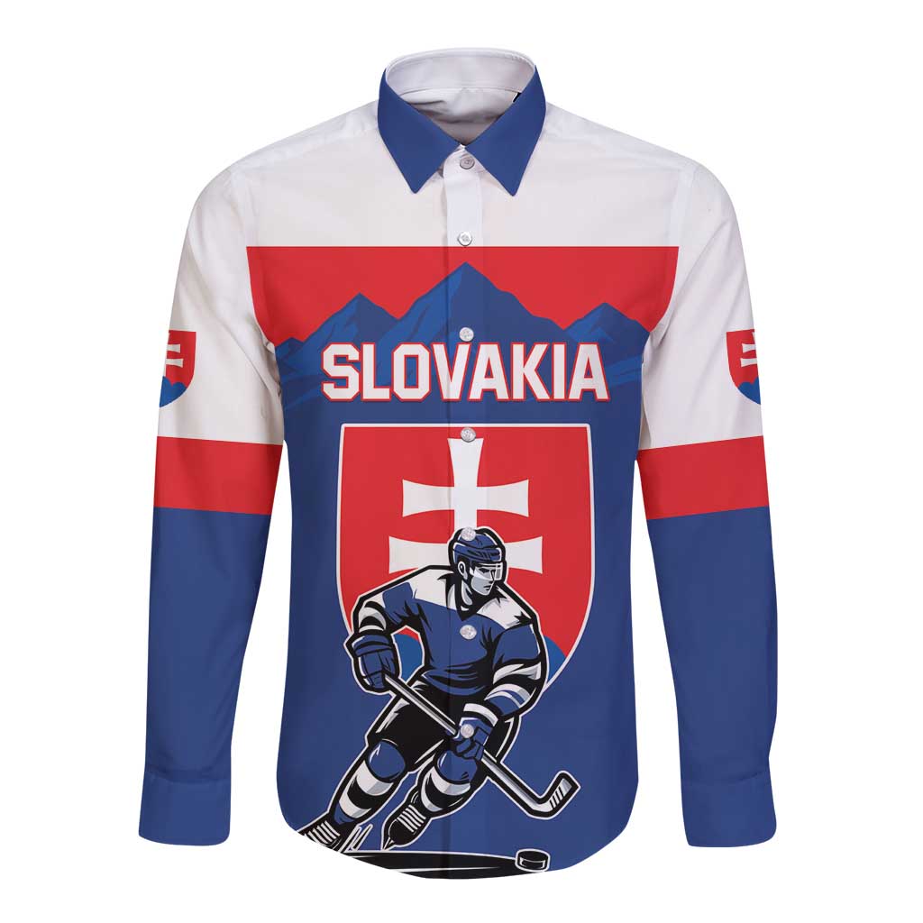 Custom Hockey 2026 Slovakia Long Sleeve Button Shirt Nasi Chlapci Go Champions - Wonder Print Shop