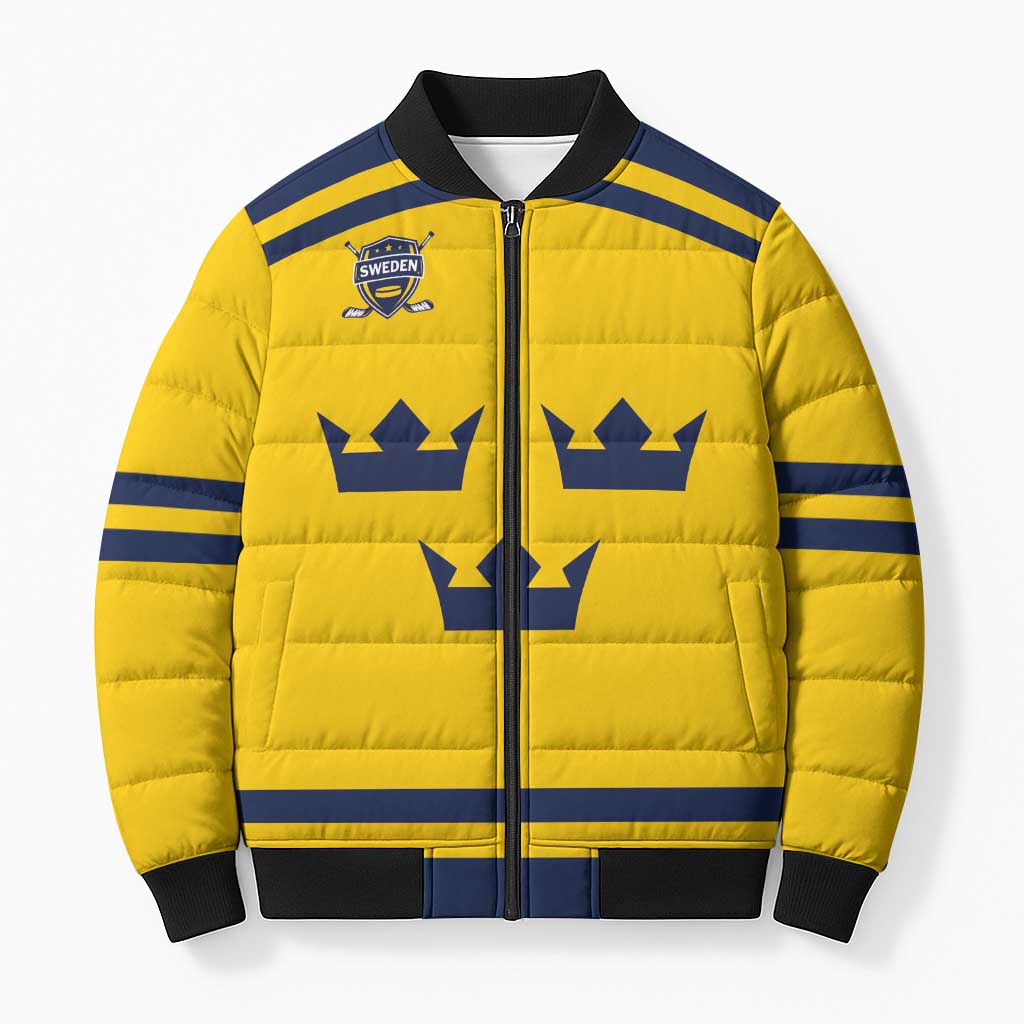 Custom Hockey 2026 Sweden Bomber Puffer Jacket Tre Kronor Go Champions - Wonder Print Shop