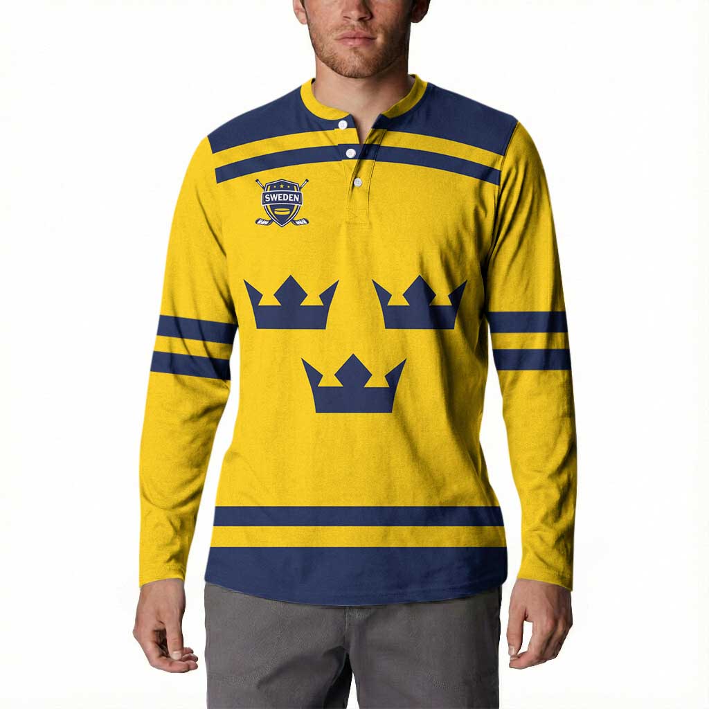 Custom Hockey 2026 Sweden Button Sweatshirt Tre Kronor Go Champions - Wonder Print Shop