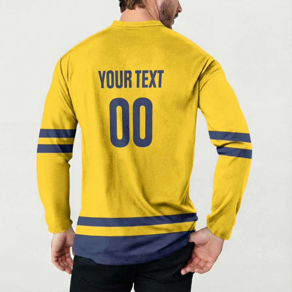 Custom Hockey 2026 Sweden Button Sweatshirt Tre Kronor Go Champions - Wonder Print Shop