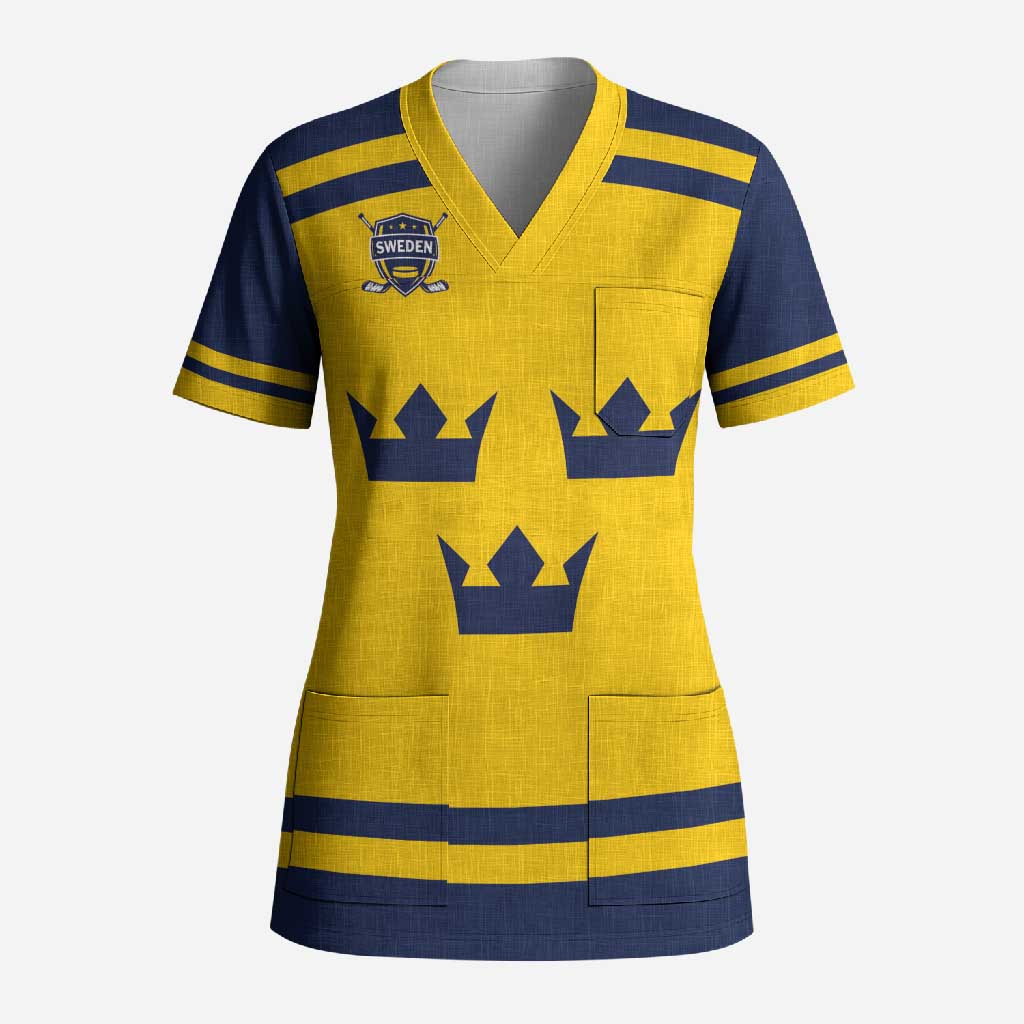 Custom Hockey 2026 Sweden Scrub Top Tre Kronor Go Champions - Wonder Print Shop