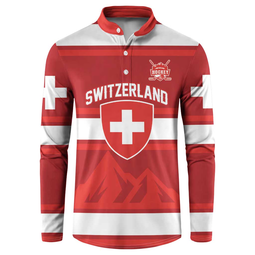 Custom Hockey 2026 Switzerland Button Sweatshirt Go Champions La Nati - Wonder Print Shop