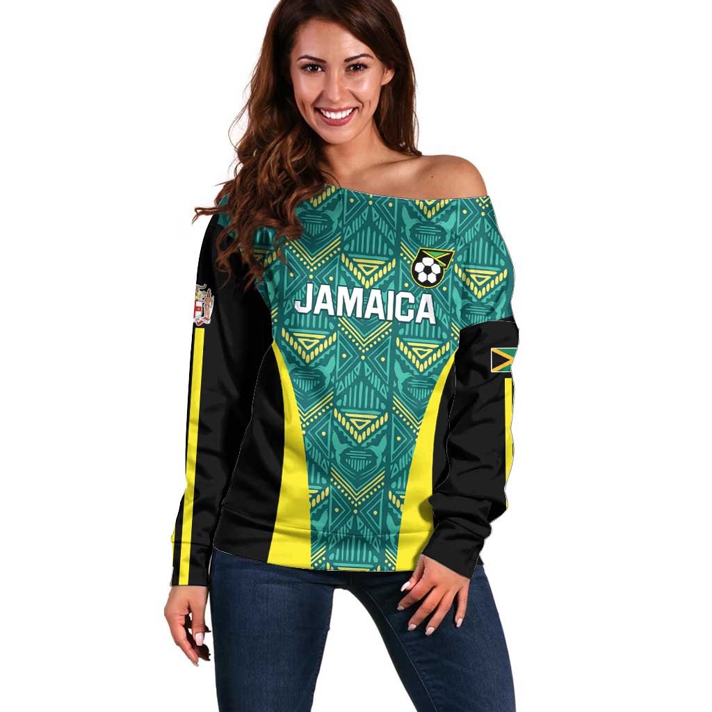 Custom Jamaica Football Off Shoulder Sweater We Believe Reggae Boyz