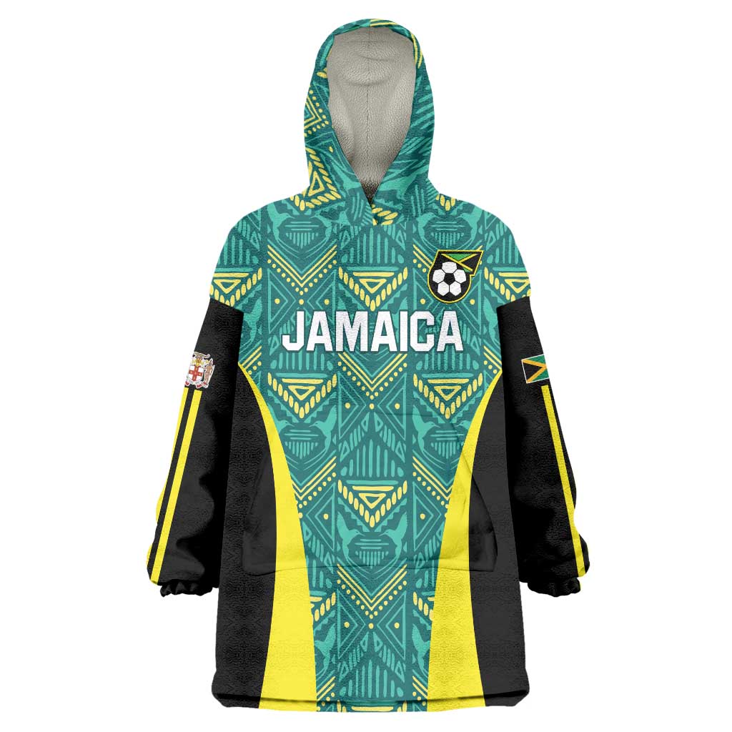 Custom Jamaica Football Wearable Blanket Hoodie We Believe Reggae Boyz