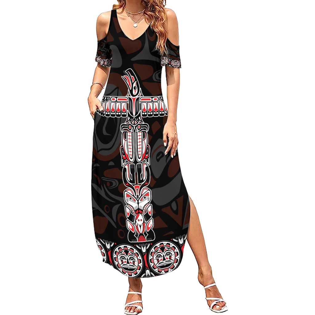 Canada Haida Totem Summer Maxi Dress Haida Spirit