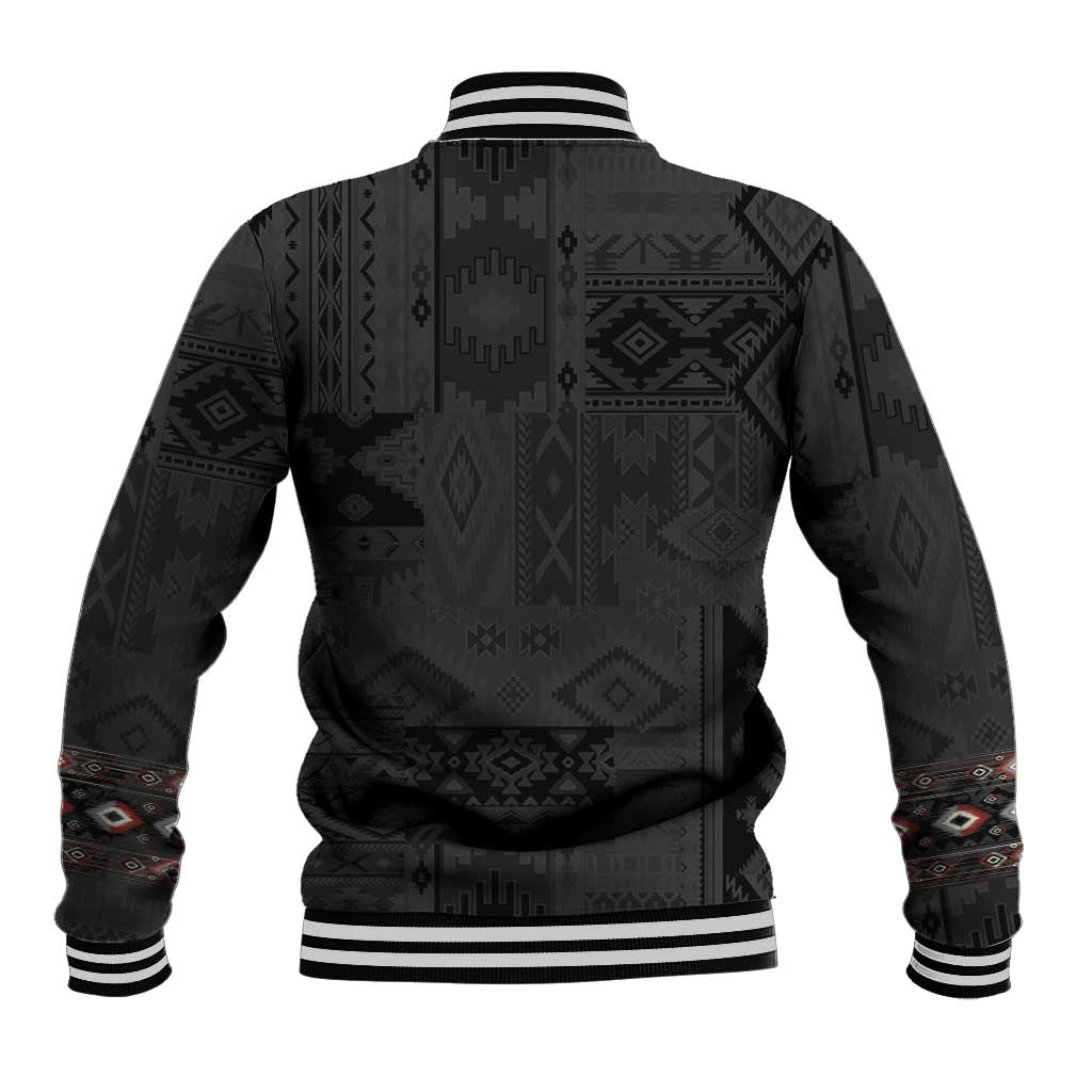 Native American Wolf Baseball Jacket Tribal Pattern