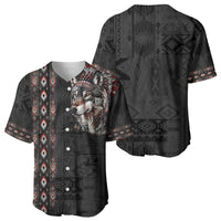 Native American Wolf Baseball Jersey Tribal Pattern