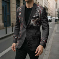 Native American Wolf Blazer Tribal Pattern