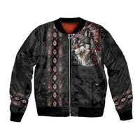 Native American Wolf Bomber Jacket Tribal Pattern