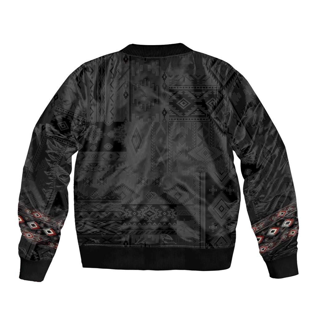 Native American Wolf Bomber Jacket Tribal Pattern