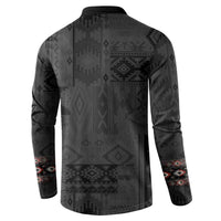 Native American Wolf Button Sweatshirt Tribal Pattern