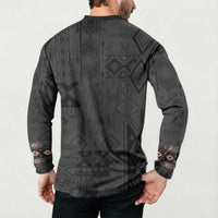 Native American Wolf Button Sweatshirt Tribal Pattern