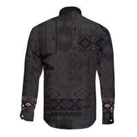 Native American Wolf Long Sleeve Button Shirt Tribal Pattern