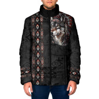 Native American Wolf Padded Jacket Tribal Pattern