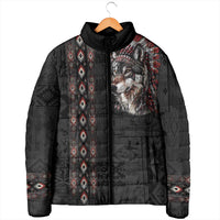 Native American Wolf Padded Jacket Tribal Pattern