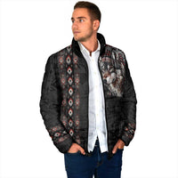 Native American Wolf Padded Jacket Tribal Pattern