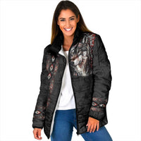 Native American Wolf Padded Jacket Tribal Pattern