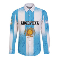 Custom Argentina Football Long Sleeve Button Shirt