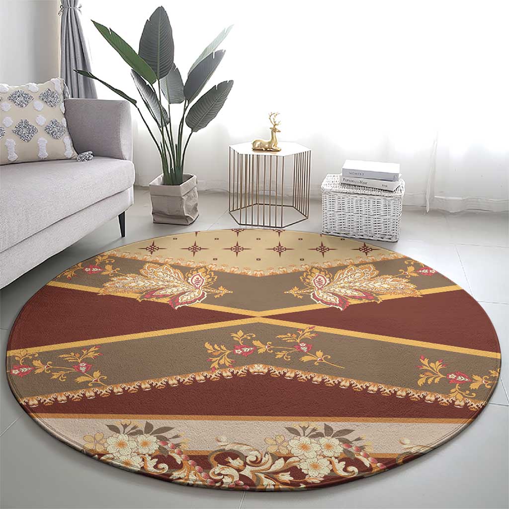 Mughal Empire Motif Unique Round Carpet
