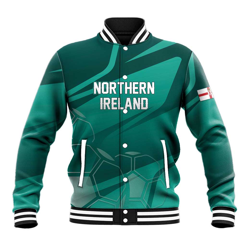 Custom Football 2026 Northern Ireland Baseball Jacket Green and White Army