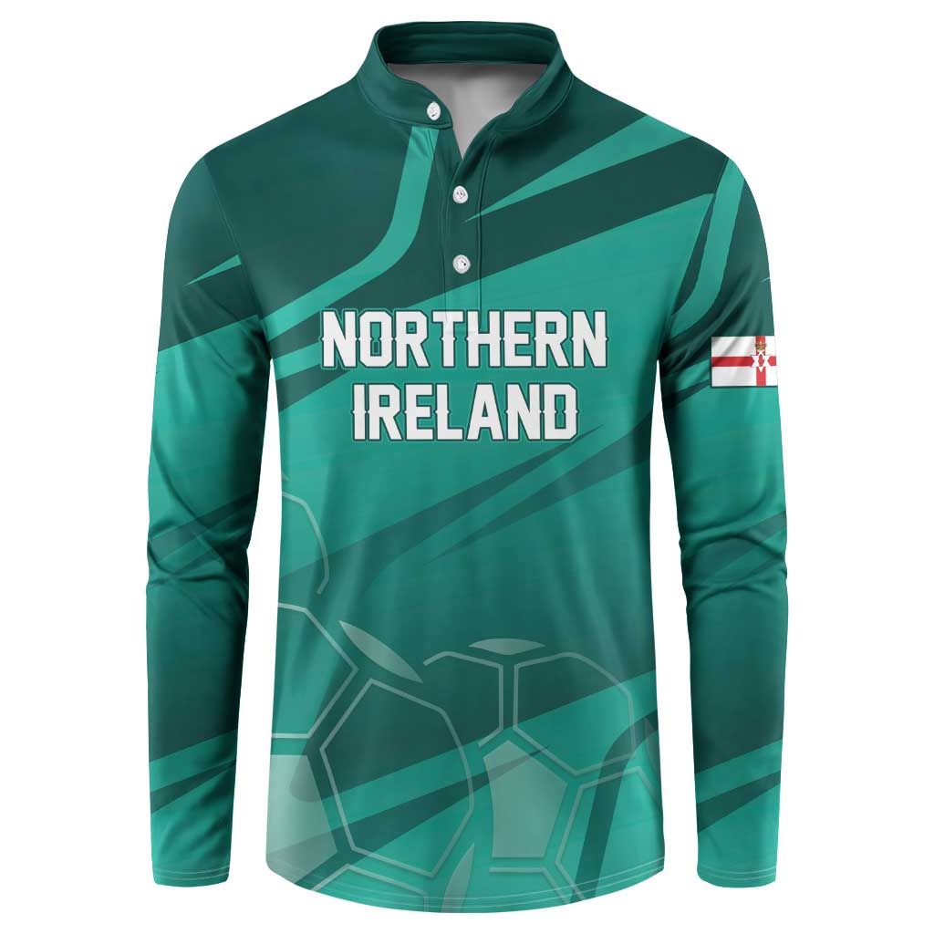 Custom Football 2026 Northern Ireland Button Sweatshirt Green and White Army