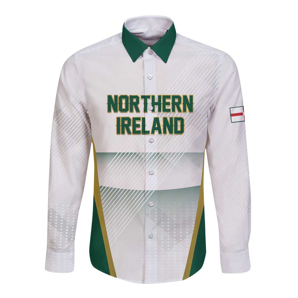 Custom Football 2026 Northern Ireland Long Sleeve Button Shirt GAWA Norn Iron Go Champion