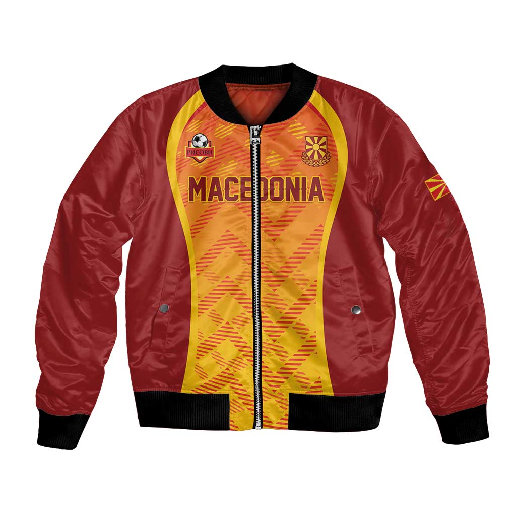 Custom Football 2026 Macedonia Bomber Jacket The Red Devils Go Glory
