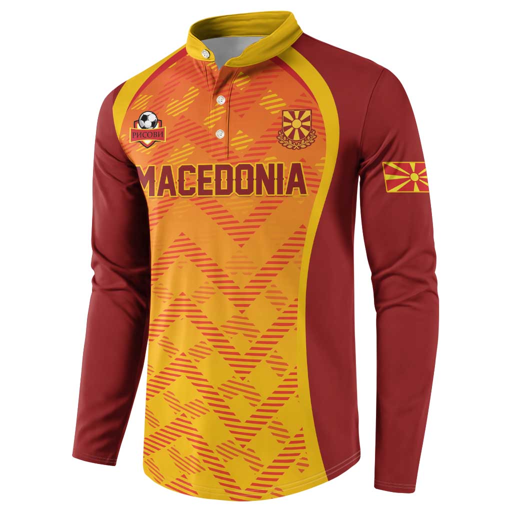 Custom Football 2026 Macedonia Button Sweatshirt The Red Devils Go Glory