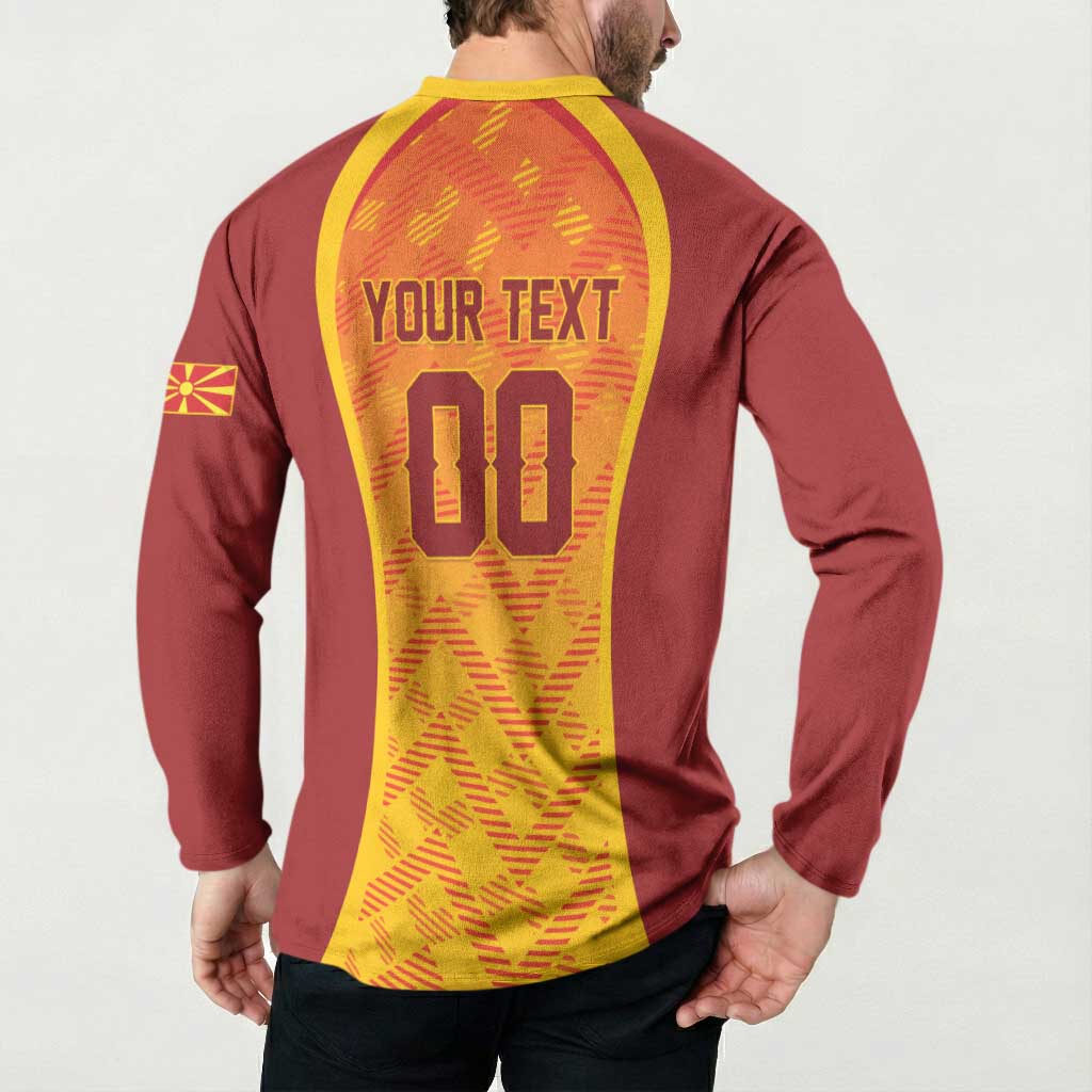 Custom Football 2026 Macedonia Button Sweatshirt The Red Devils Go Glory