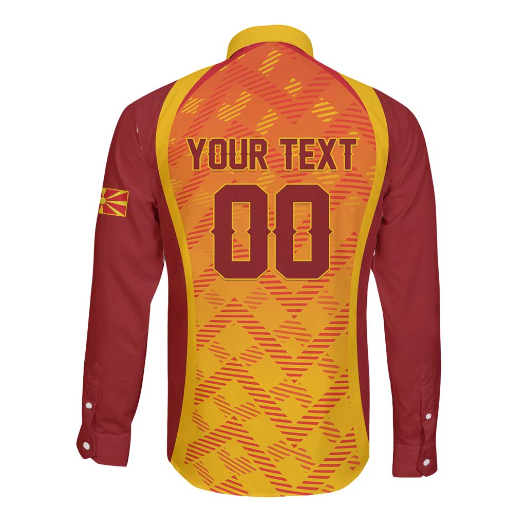 Custom Football 2026 Macedonia Long Sleeve Button Shirt The Red Devils Go Glory