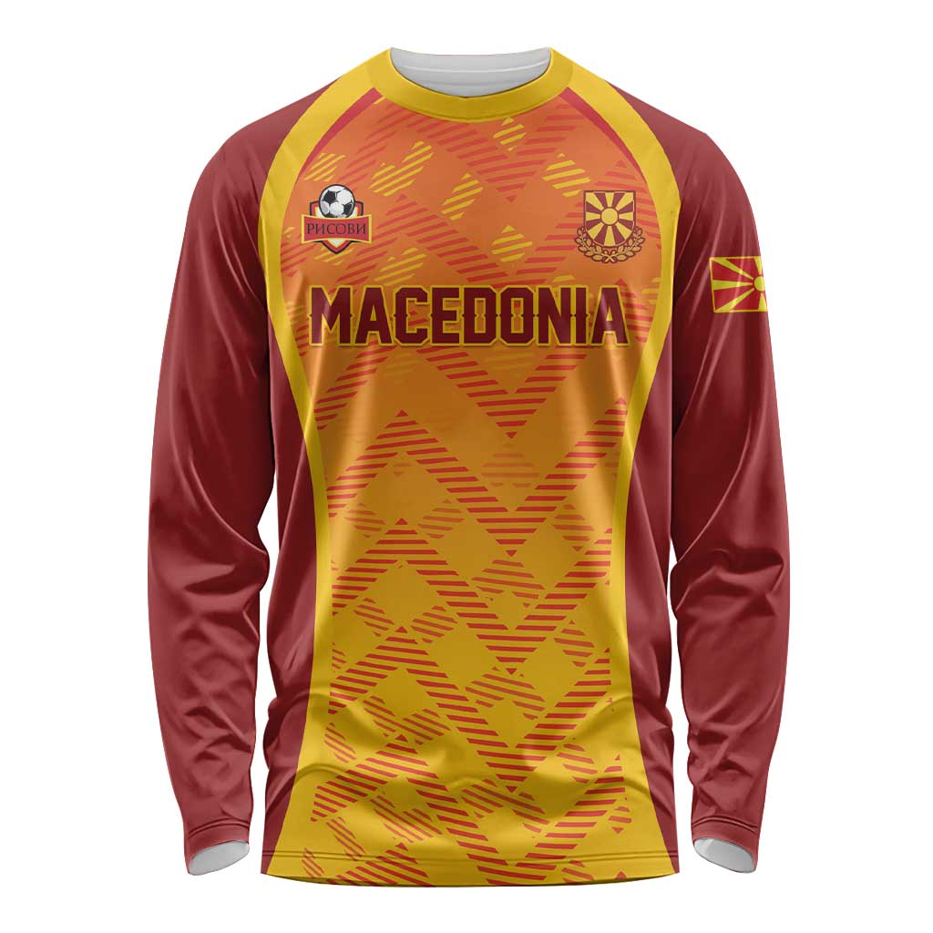 Custom Football 2026 Macedonia Long Sleeve Shirt The Red Devils Go Glory