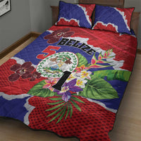Belize 501 Tropical Black Orchid Quilt Bed Set Grunge Stylized