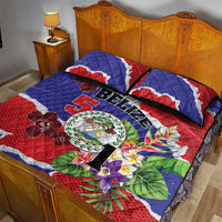 Belize 501 Tropical Black Orchid Quilt Bed Set Grunge Stylized