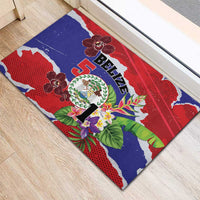 Belize 501 Tropical Black Orchid Rubber Doormat Grunge Stylized