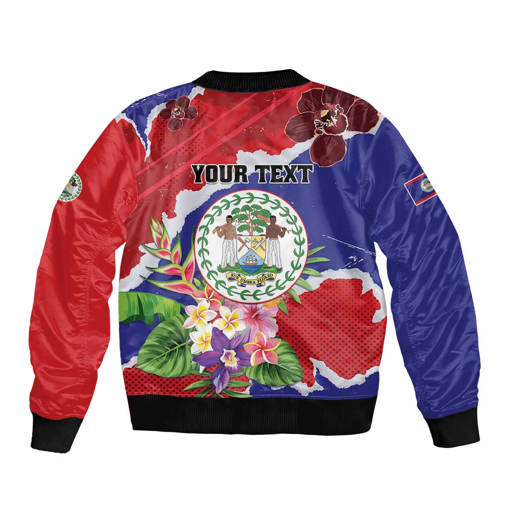 Personalised Belize 501 Tropical Black Orchid Sleeve Zip Bomber Jacket Grunge Stylized