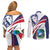 Liberia Independence Day Couples Matching Off Shoulder Short Dress and Long Sleeve Button Shirt July 26 Lion Coat of Arms - Wonder Print Shop